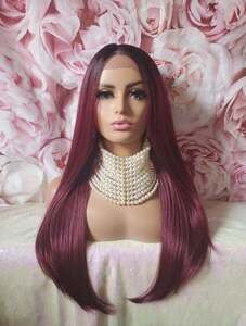 Human hair blend lace front wig